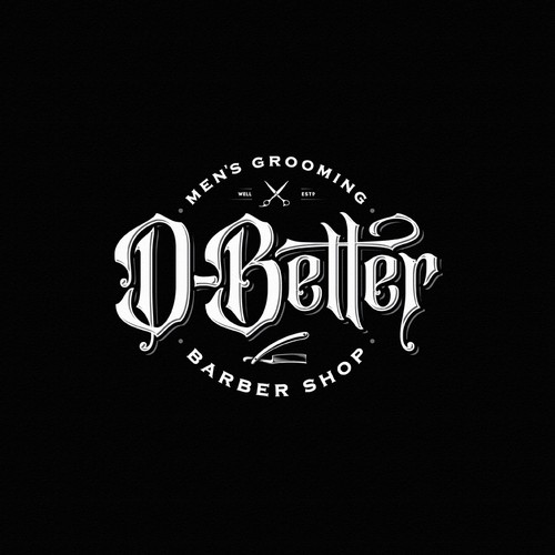 Barber design with the title 'D-Better Barbershop'