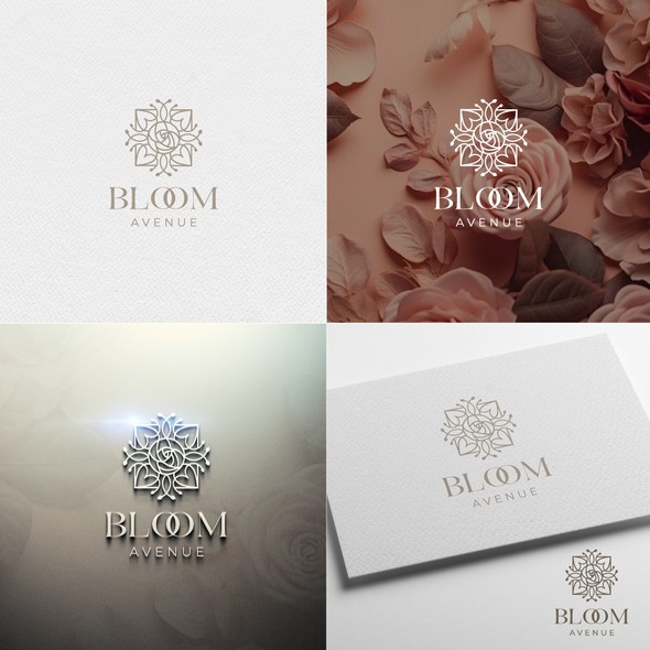 Square logo with the title 'Bloom Avenue Logo Design'
