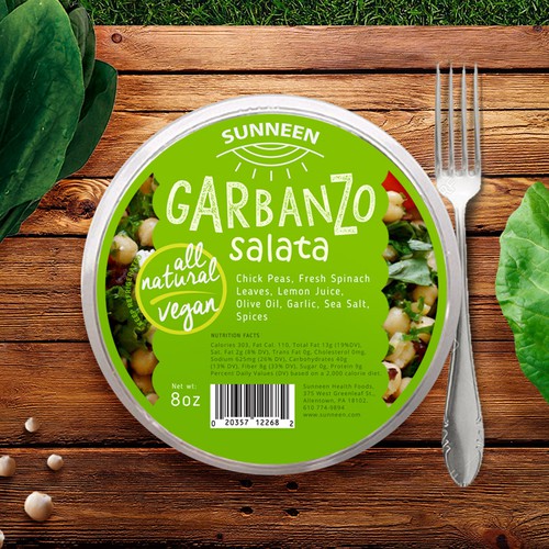 Fresh label with the title 'Garbanzo Salad label design concept'
