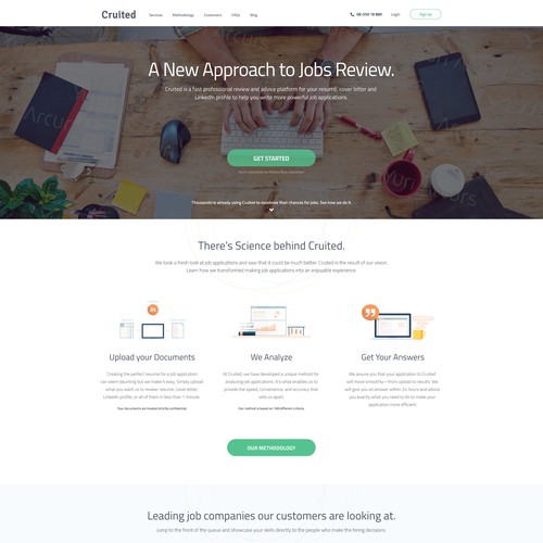 White-space website with the title 'CV Review Website for Cruited.com'