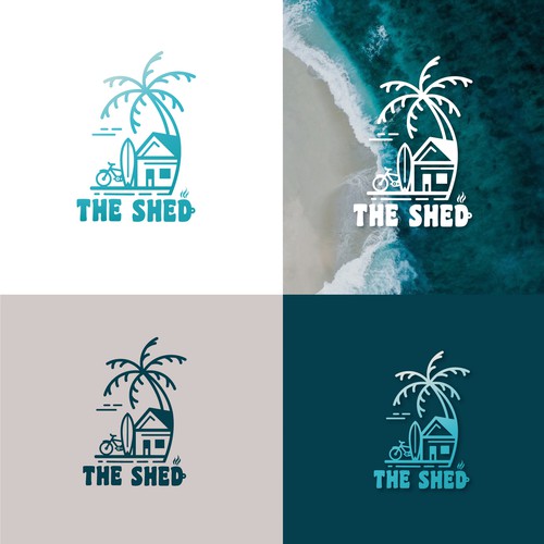 Surfing logo with the title 'Surf shop for rentals, coffee and an old backyard garden shed vibes'