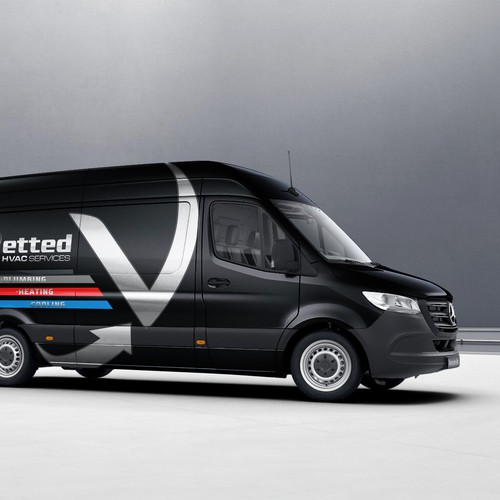 Van design with the title 'Wrap Design for Vetted HVAC services'