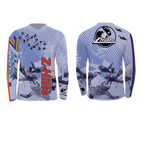 Skydiving design with the title 'jersey design for a World Famous Skydiving Center'