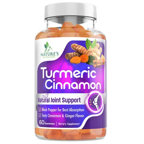 Medical label with the title 'Turmeric Cinnamon Packaging label'