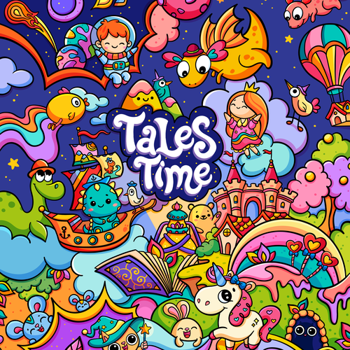 Animal artwork with the title 'Tales Time - Illustration for a digital story book app'