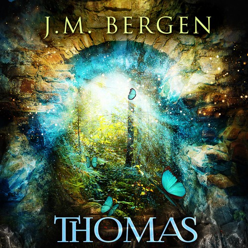 Butterfly book cover with the title 'THOMAS WILDUS AND THE SHADOW OF ELANDRIA - Fantasy book cover design '