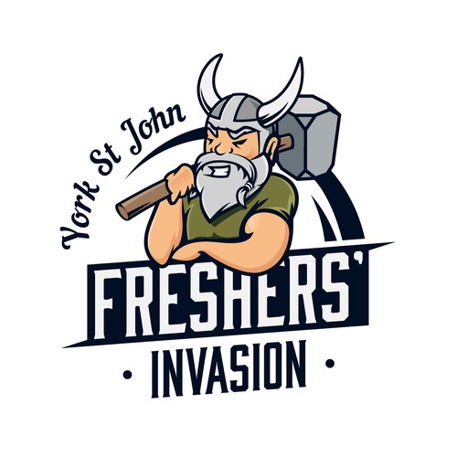 Viking ship logo with the title 'Freshers' Invasion'