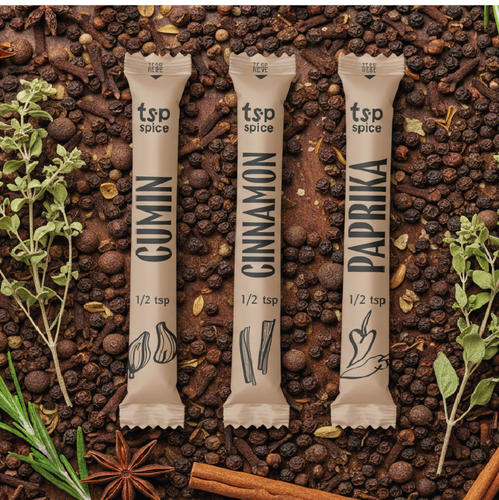 Food design with the title 'Branding and packaging for tsp spice'