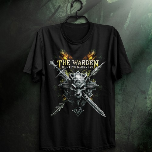 Embroidery design with the title 'T-Shirt Design & Embroidery - The Warden.'
