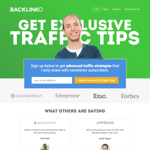 Conversion design with the title 'Landing page design for a blog'