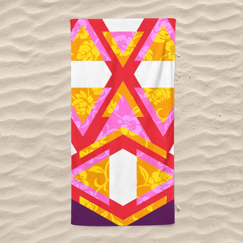 Textile artwork with the title 'Beach towel design'