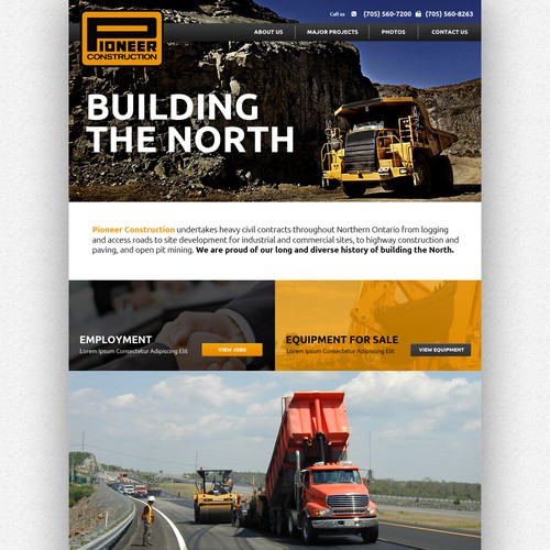 Industrial website with the title 'Website for construction company in Canada'