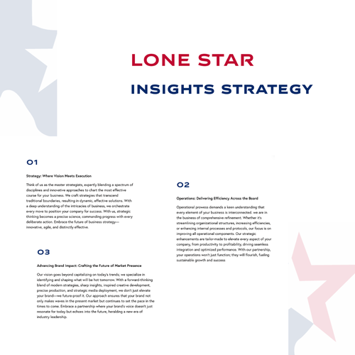 Strategic design with the title 'Lone Star Insights Strategy'