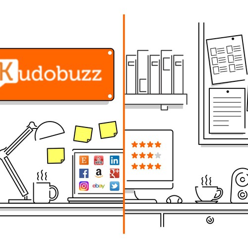 Online marketing design with the title 'Simple office illustration'