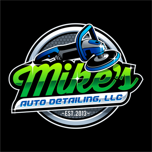 Mascot brand with the title 'Mike's Auto Detailing Logo Design'