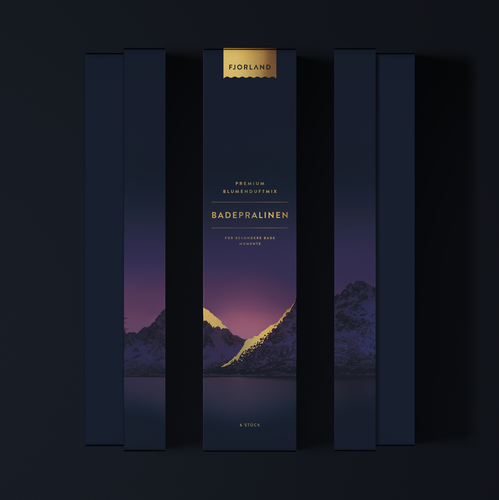 Gift box design with the title 'FJORLAND gift box design'