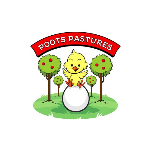 Orchard design with the title 'Cute Chick on Egg'