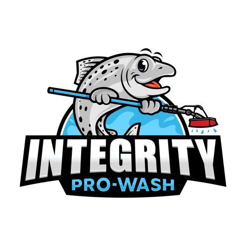 Cleaning and maintenance logo with the title 'Logo Mascot for Exterior cleaning and pressure washing business - Integrity Pro Washy'