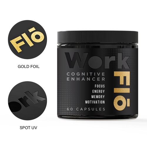 Gold foil label with the title 'Minimalist Supplement Label '