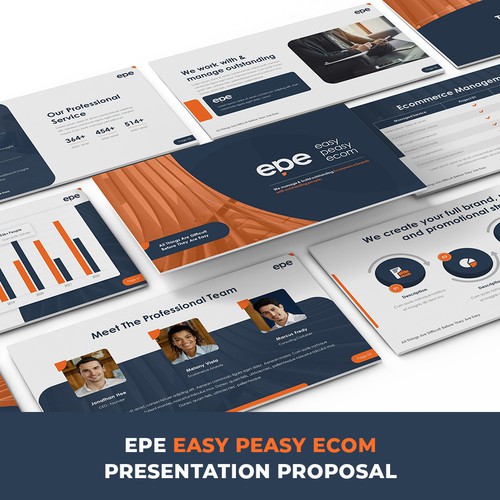 Strategic design with the title 'Easy Peasy Ecom Powerpoint Presentation'