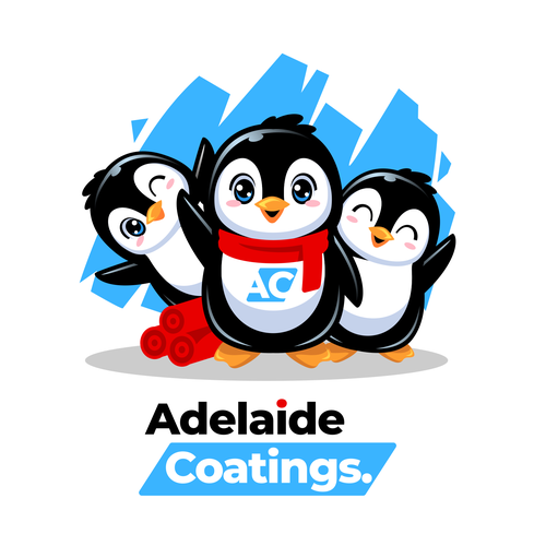 Painting design with the title 'Penguin design mascot'