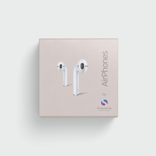 White packaging with the title 'Earphones minimal luxury packaging concept'