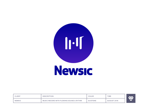 Center logo with the title 'Minimal logo design for music company'