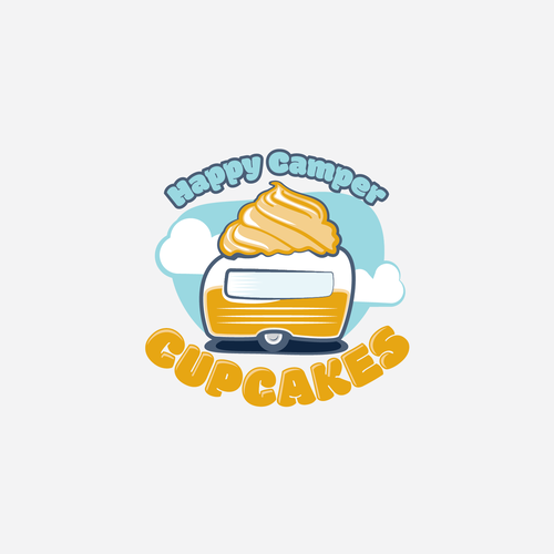 Camper or caravan logo with the title 'Cupcakes for Happy Campers'