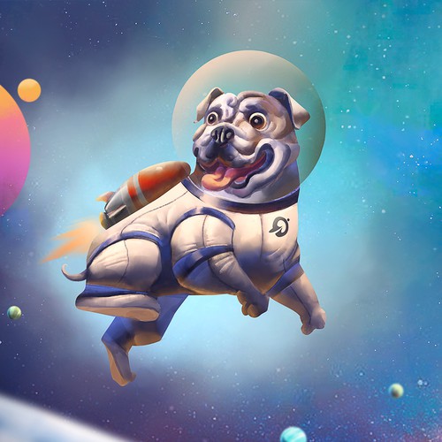 Digital artwork with the title 'British bulldog space'