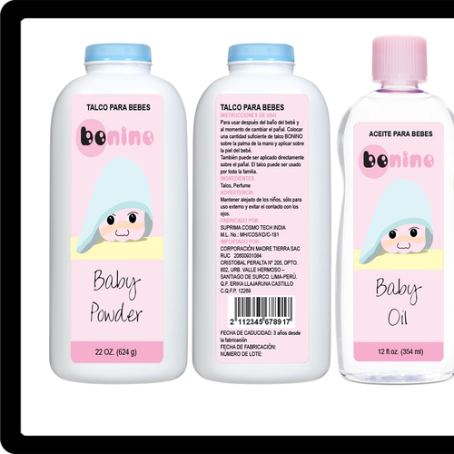 Cute label with the title 'A logo and container design for an childcare oil '