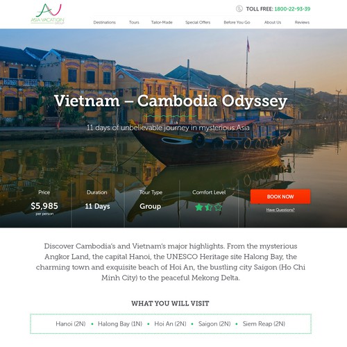 Trip design with the title 'Travel tour - landing page'