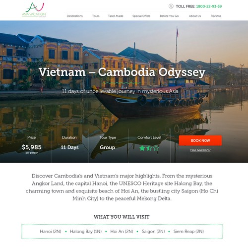 Tourism design with the title 'Travel tour - landing page'
