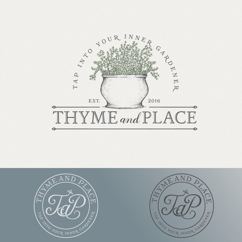 Garden design with the title 'Thyme and Place'