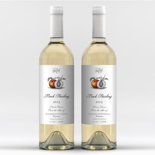 Drawing label with the title 'peach wine'