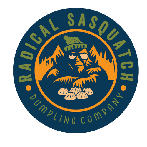 Monster design with the title 'radical sasquatch dumplings'