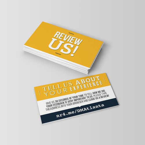 Review design with the title 'REVIEW ME CARD - Business Card Size To Request a Rating and Review'