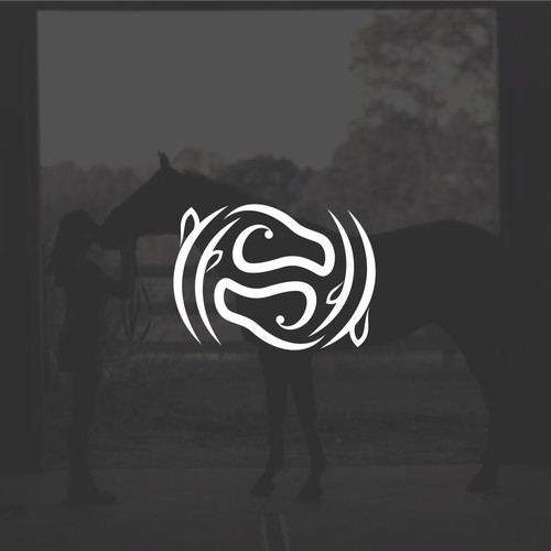 Yin-yang logo with the title 'Horse logo with feminine style forming harmony (Yin-Yang)'