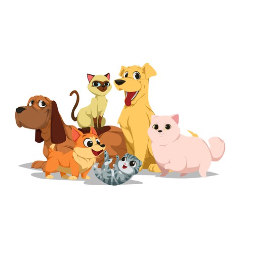 Pet illustration with the title 'Cartoon pets'