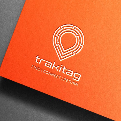 Route logo with the title 'Minimal Logo Design for trakitag, an oudoor tech company.'