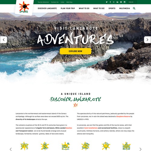 Fun website with the title 'Bold, creative and fun design for a cool island'