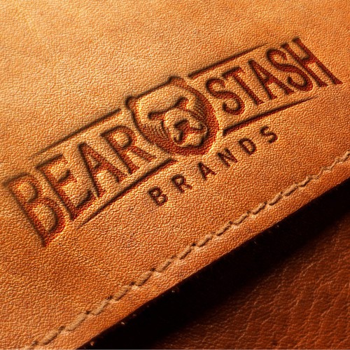 Embossed logo with the title 'Bear Stash leather Brand'