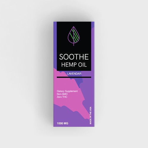 Pharmaceutical packaging with the title 'Product packaging for flavored hemp oil'