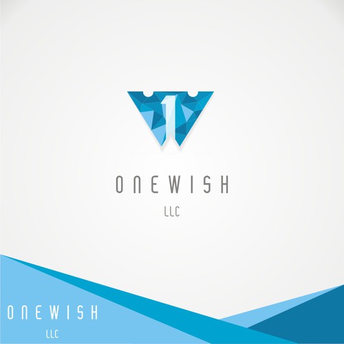 Number 1 logo with the title 'LOW POLY DESIGN. 1 & W lettering logo in center looks like an eagle ready to fly as growth as onewish's'