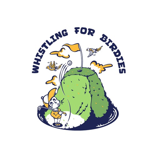 Sports bar design with the title 'Playful Golf Logo – "Whistling for Birdies"'