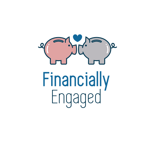 Piggy bank logo with the title 'Financially Engaged Logo Design'