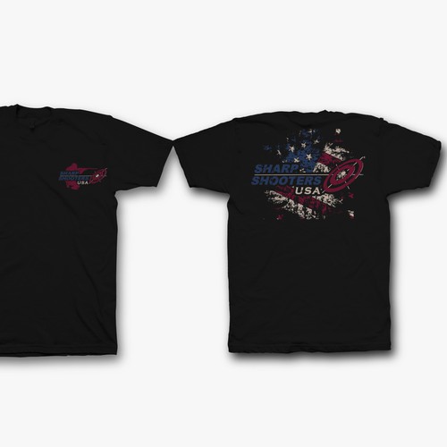 American flag t-shirt with the title 'SharpShooters USA member t-shirt'