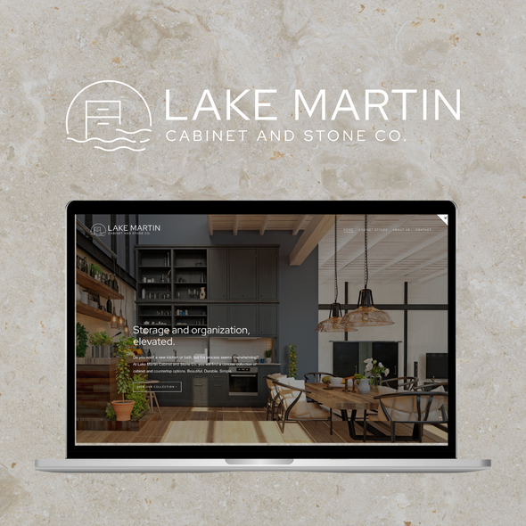 Storage design with the title 'Lake Martin Cabinet & Stone Co.'