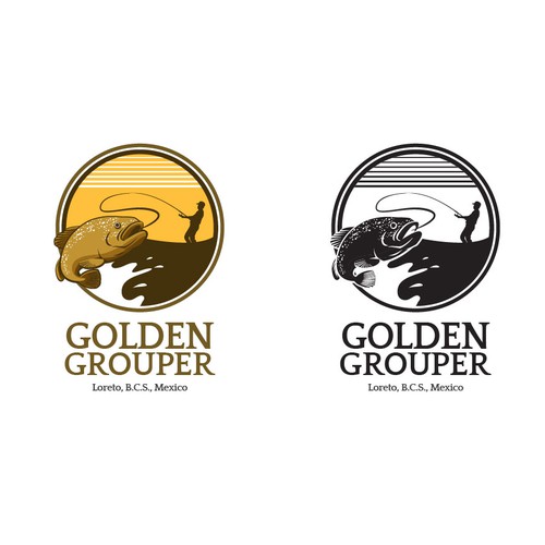 Recreation logo with the title 'Logo concept for Fishing Lodge - Golden Grouper'