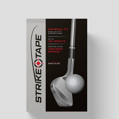 Professional label with the title 'Retail Package Product label for Golf Impact Tape'