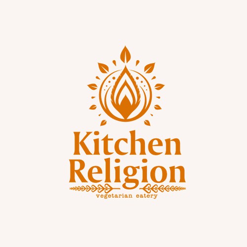 Vegetarian logo with the title 'KITCHEN RELIGION'